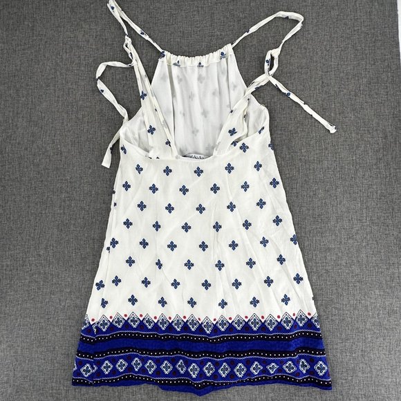 Lulu's‎ Mini Dress Relaxed Fit Blue & Ivory Sleeveless Small Lined Lightweight - Picture 10 of 15